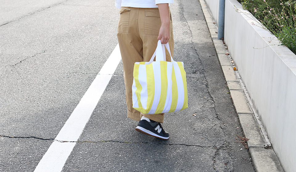 【わたしの好きなもの】綿麻しましまエコバッグ