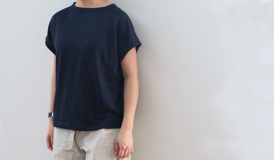 【わたしの好きなもの】厚手麻ニットのプルオーバーフレンチ袖